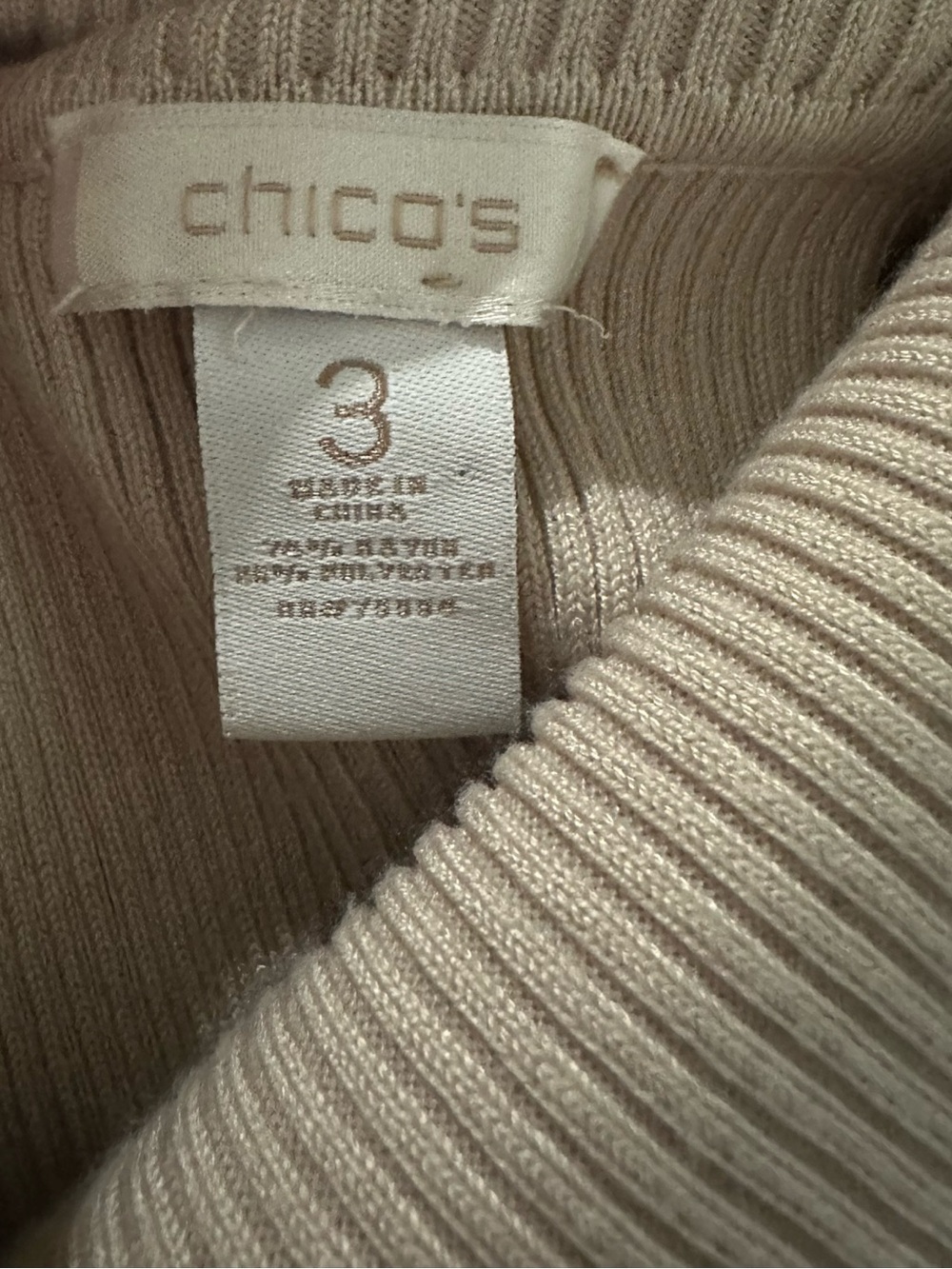 CHICOS Ribbed Turtleneck in Cool Beige - Picture 4 of 4